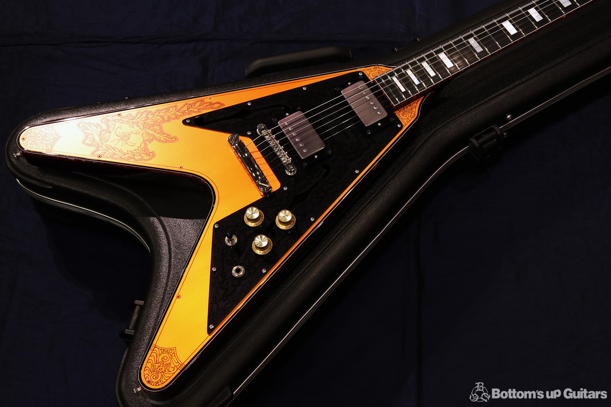 IHush Guitars 蠍 SASORI V -Orange Top / Black Burst Back- 【日本が世界に誇るオールハンドメイドの逸品!】 アイハッシュギターズ Zemaitis handmade engrave 彫金