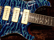 PS#1399 Custom22 Soapbar 20th Anniversary Etched Mammoth Ivory inlays "Quilted Mahogany Hollowed-Out body" - Aquamarine - 