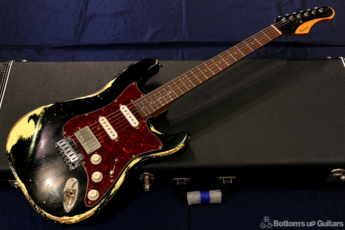 Shabat Guitars  Lynx Custom RoseFB SSH by Lollar Black MH over VWH Heavy Aged シリアル004!