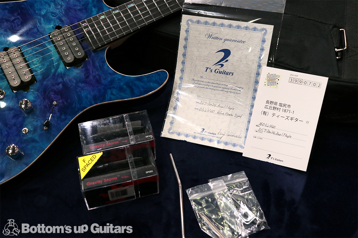 T's Guitars DST-Pro24 Burl Maple Top / Ash Back / German Maple Neck / Ebony FB - Blue Green Dyed -《バールメイプル＆特注カラー !!》