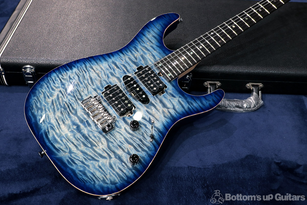 T's Guitars DST-Pro24 Selected Quilt Top - Whale Blue Bust 