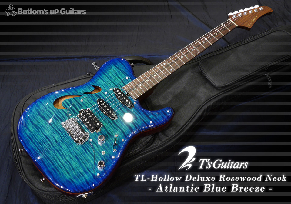 T's Guitars TL-Hollow Deluxe Rosewood Neck - Atlantic Blue Breeze 